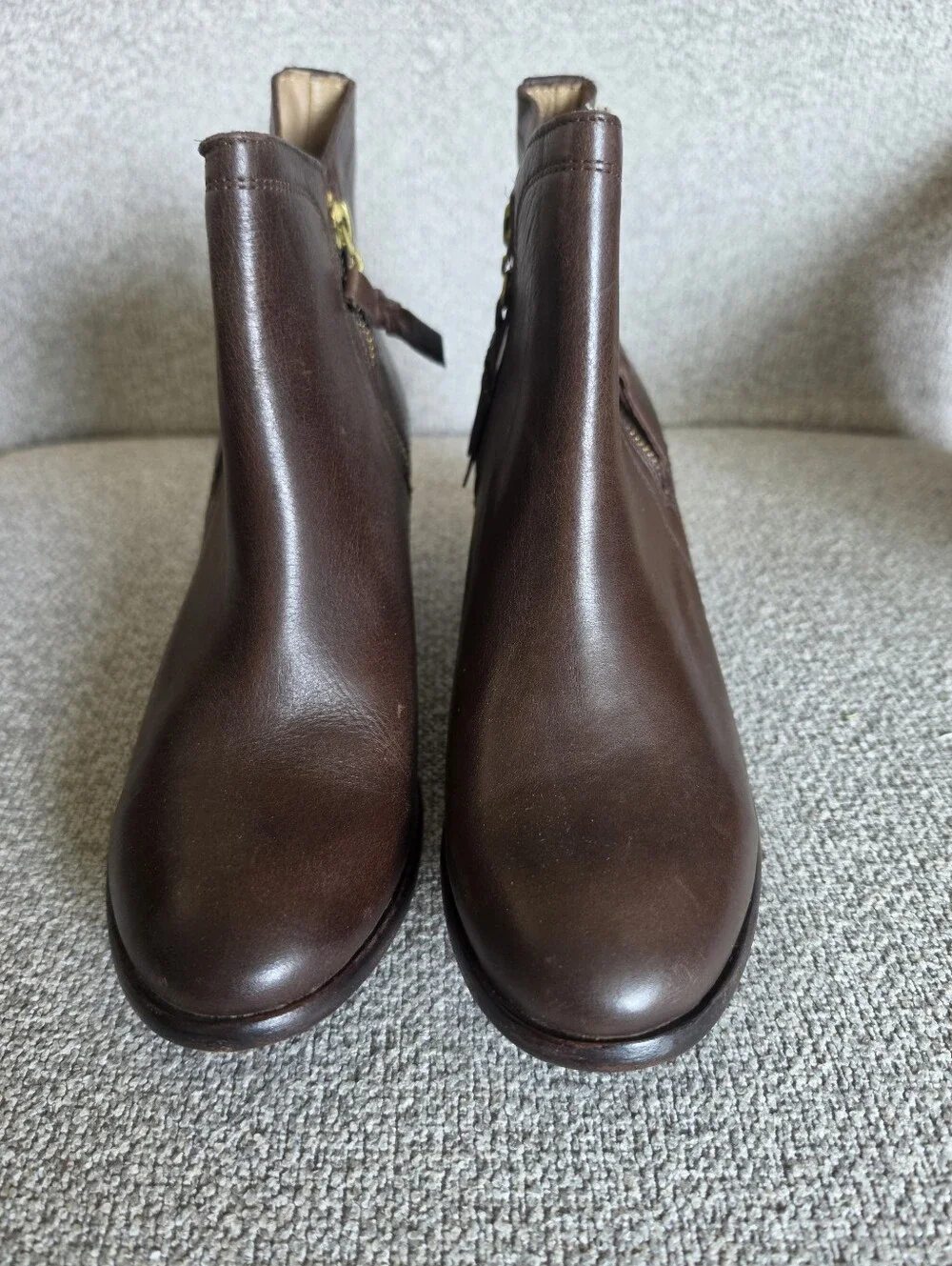 Wolverine Ella Leather Zip Ankle Heeled Booties Brown Sz 9.5